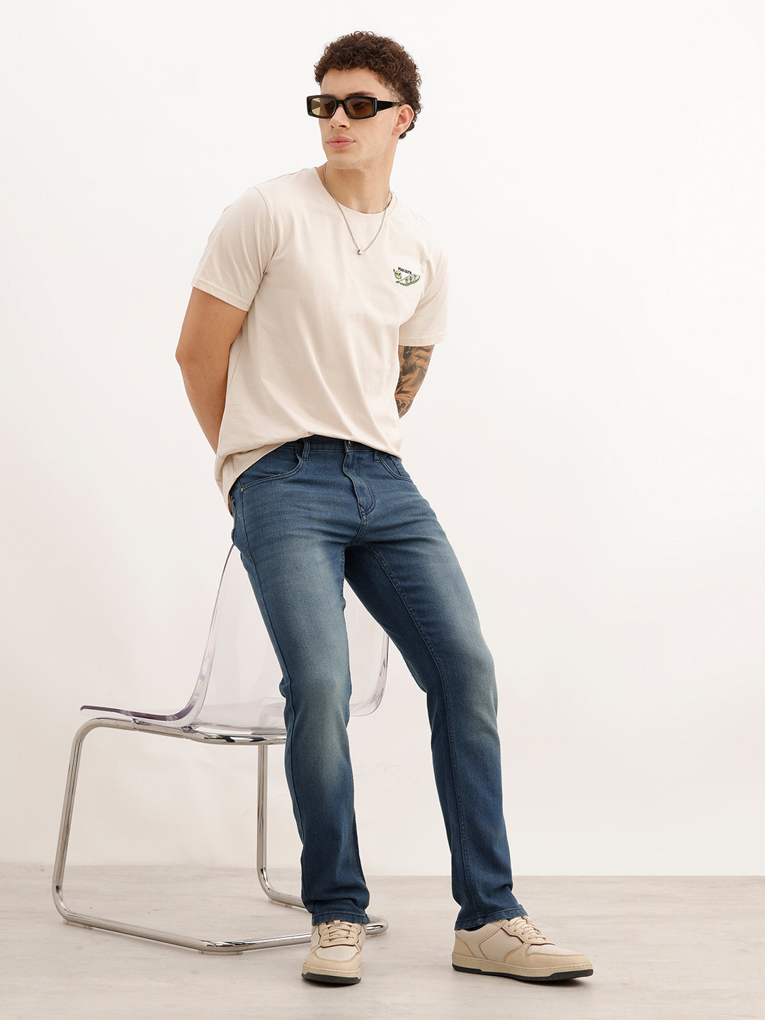 Faded Slim Fit Denim Jeans | Dark Blue | WVJN2743F