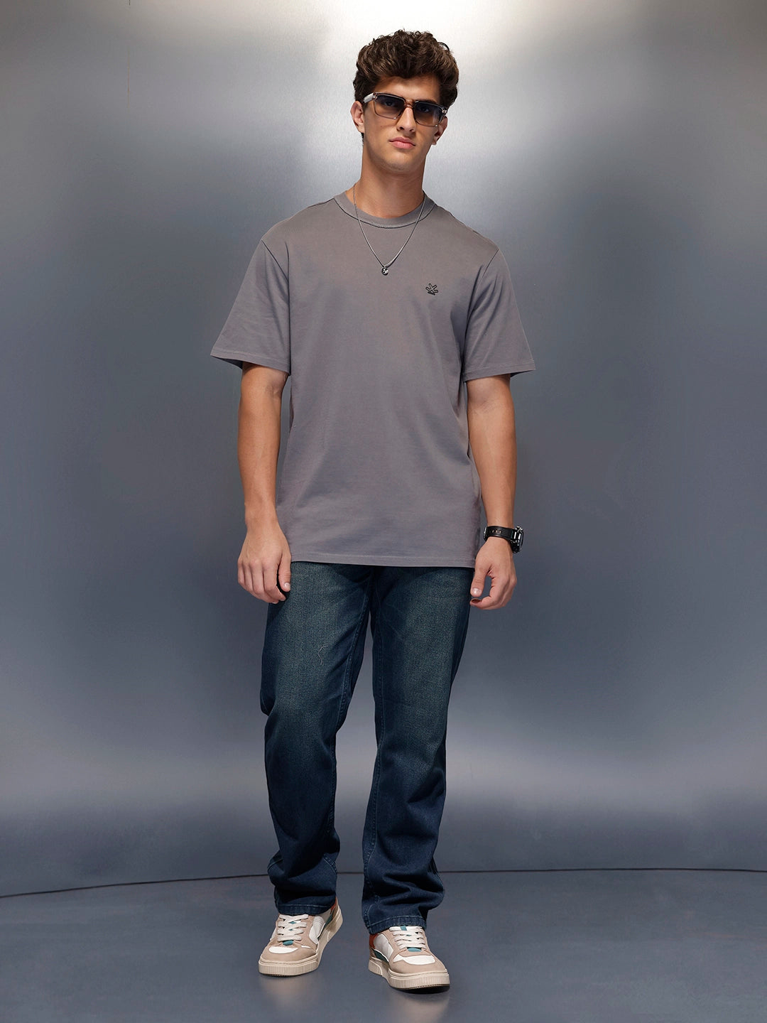 Solid Oversized T-Shirt   |  Grey