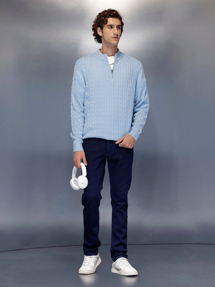 Men’s solidslim-fit casual chinos | Blue