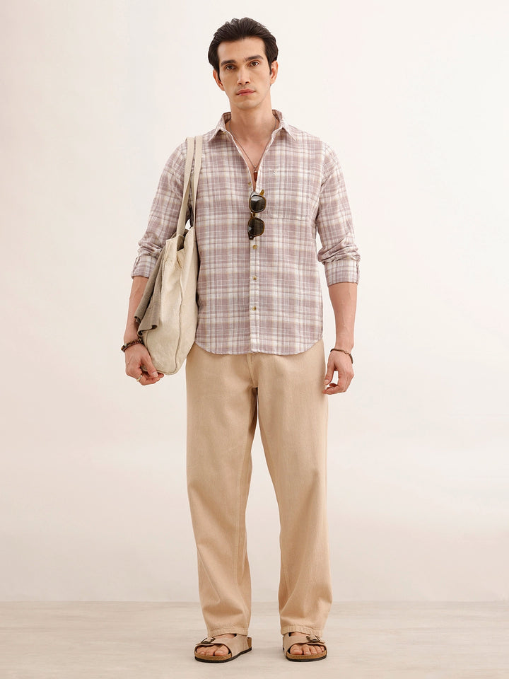 Regular Fit Checkered Shirt | Pink