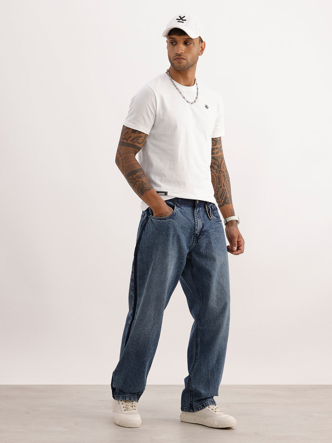 Washed Loose Fit Denim Jeans | Dark Blue