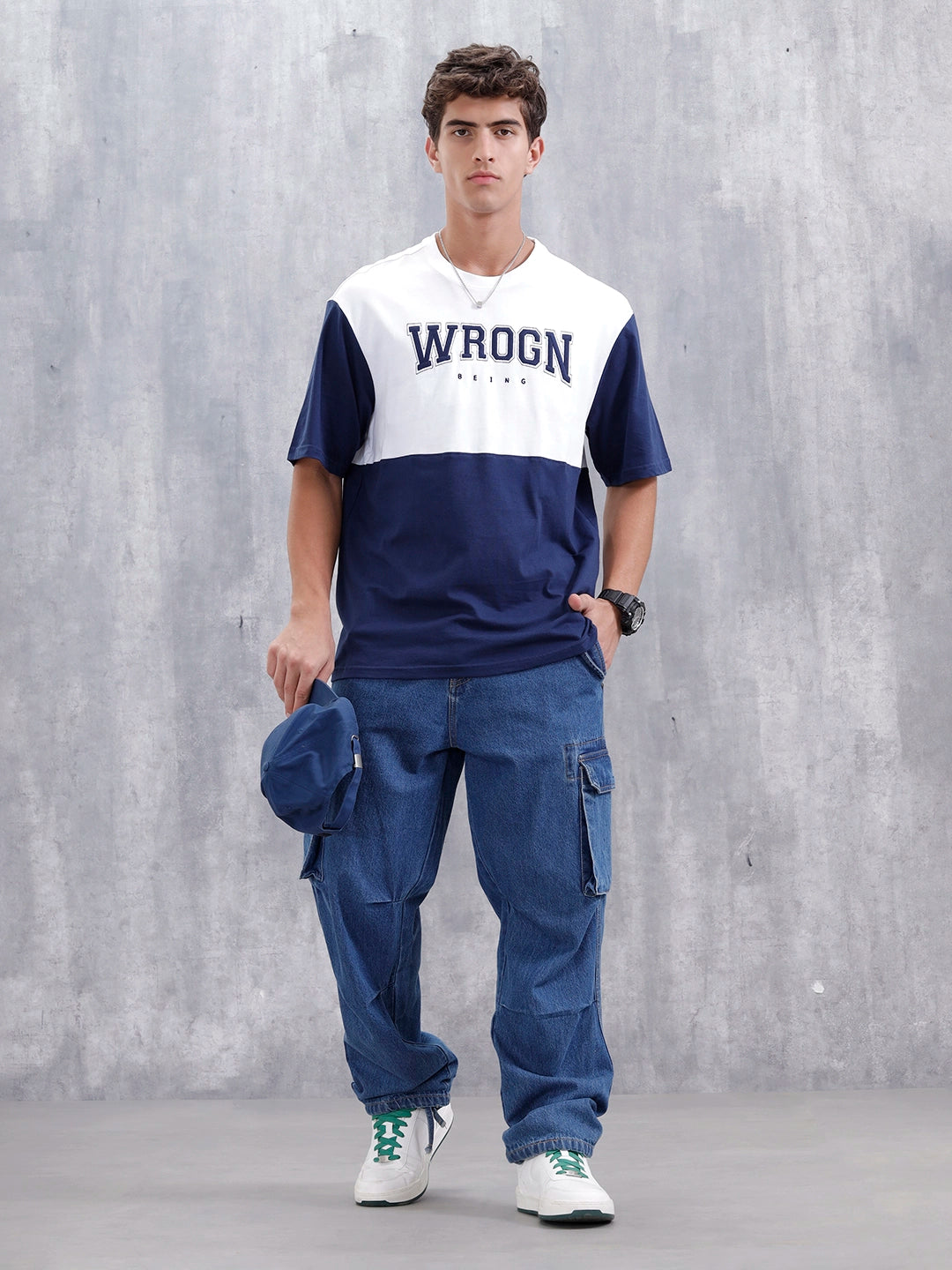Casual Men Sporty Look Oversized Fit Tee With Print | White