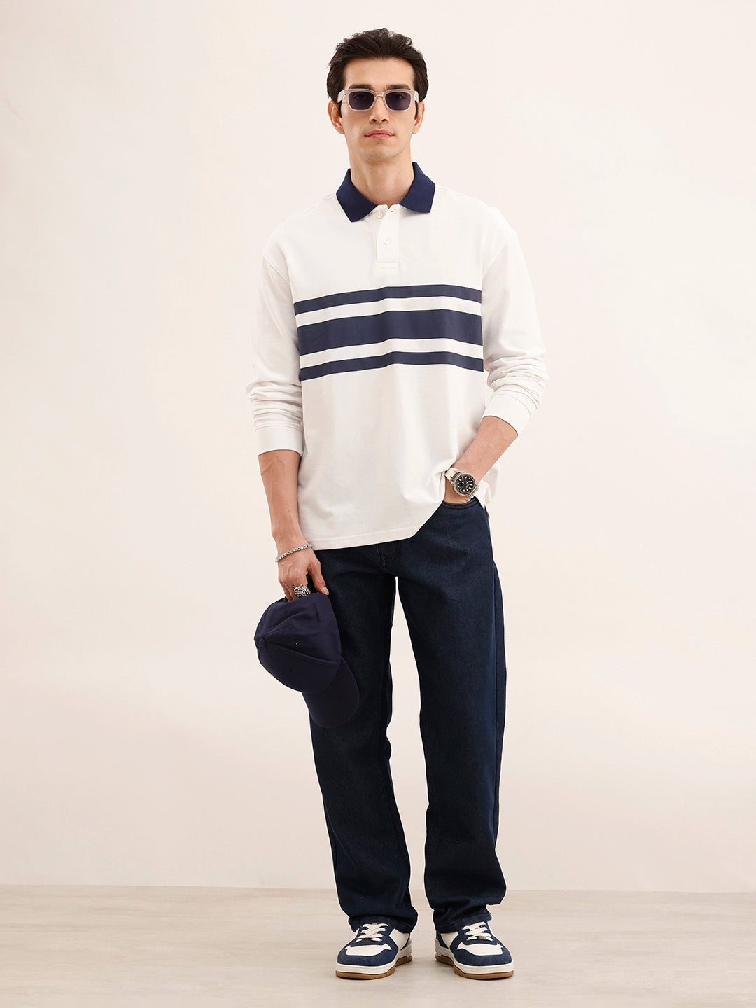 Oversized Contrast Collar T-Shirt | White