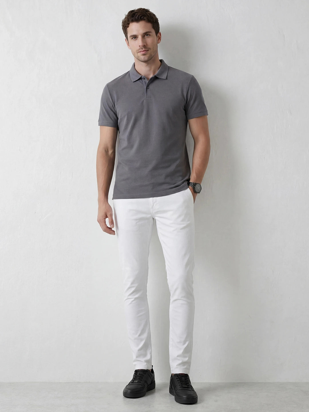 Solid Slim Fit Trouser | White