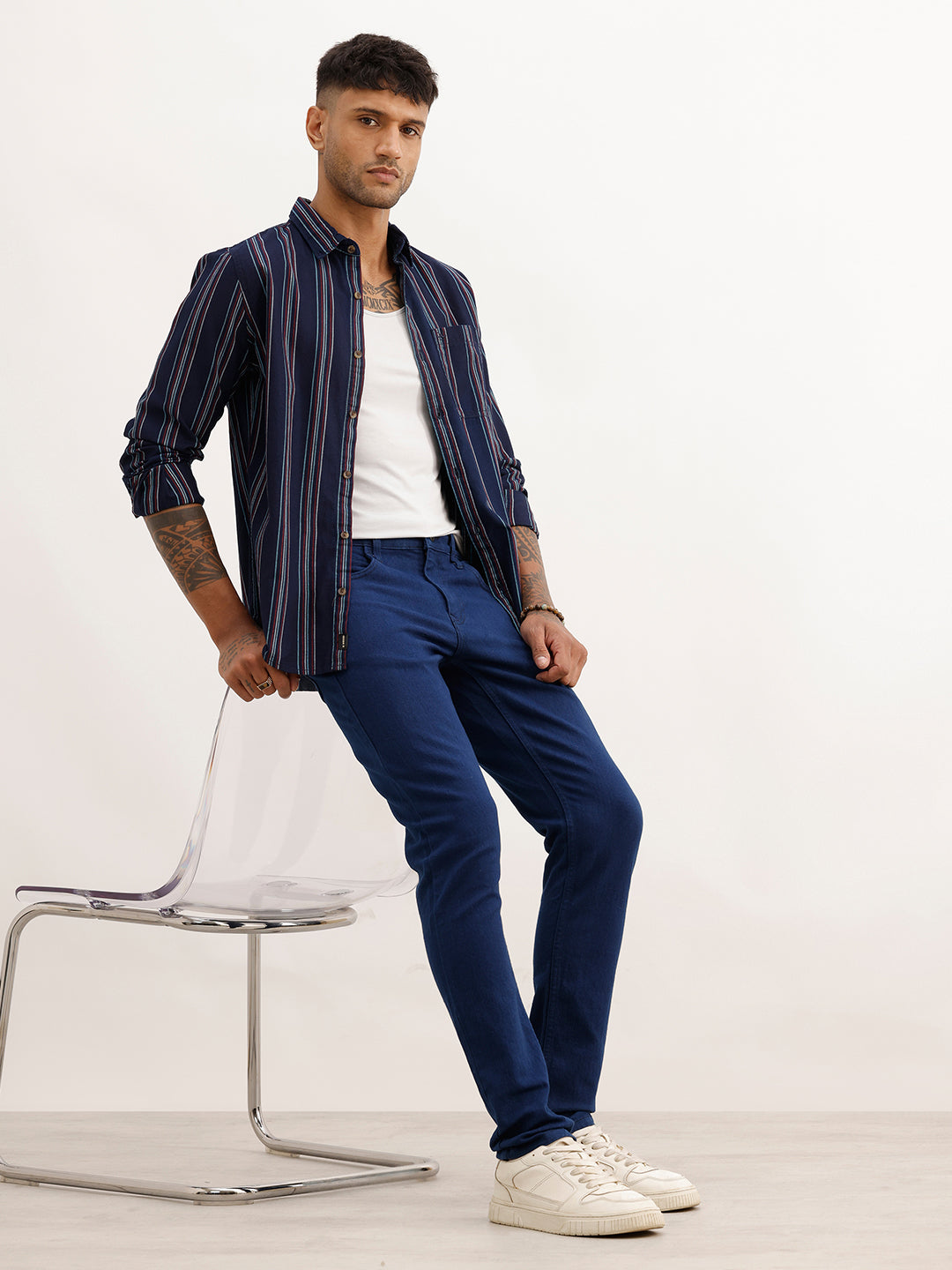 Solid Skinny Fit Denim Jeans | Dark Blue