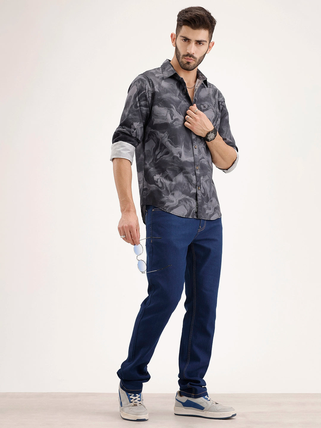 Regular Fit AOP Shirt | Black