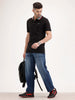 Contrast Collar Polo T-Shirt | Black