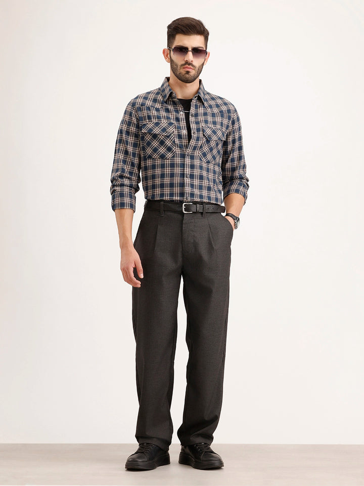 Loose Fit Pleated Trouser | Grey