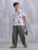 Abstract Aop Printed Comfort Fit Resort Collar Shirt | Grey