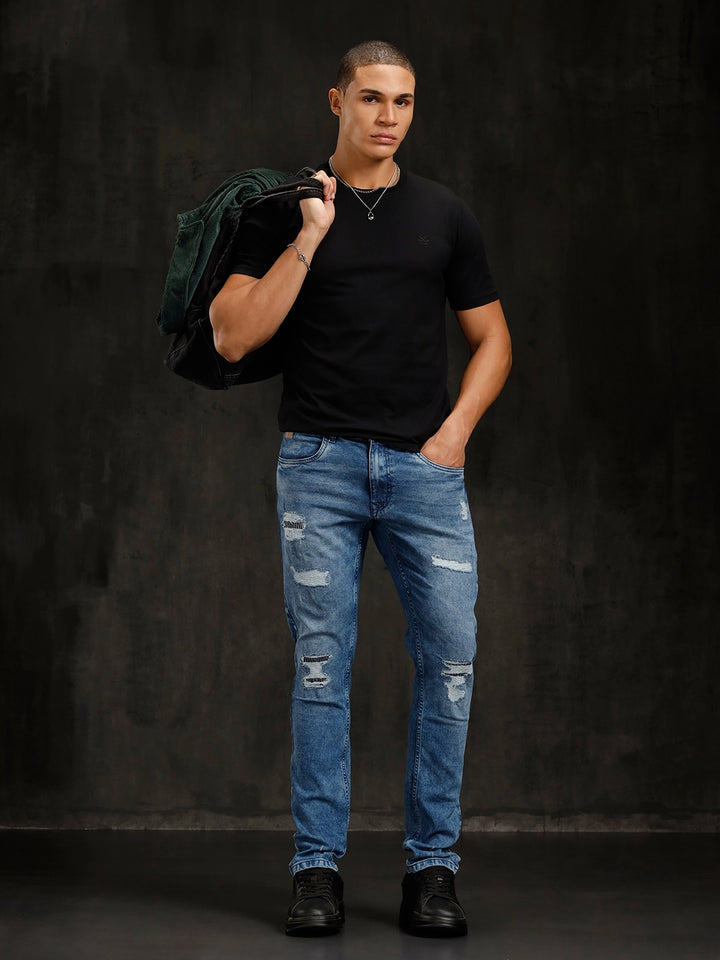 Heavy Fade Distressed Jeans | Blue