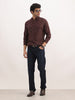 Solid Regular Fit Quater Zipper Textured Sweater | Brown