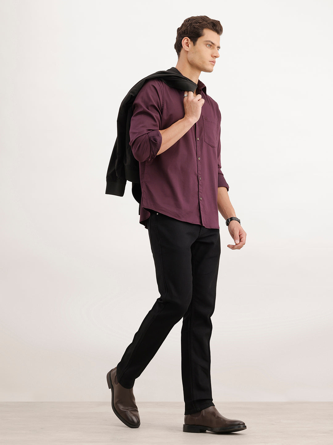 Slim Fit Solid Denim Jeans  | Black