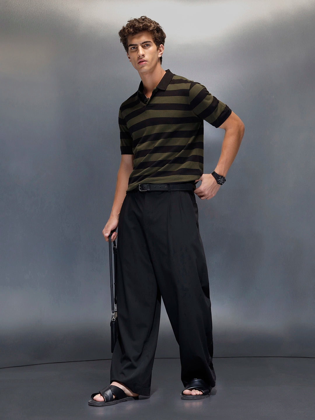 Men's regular fit polo stripes t-shirt  | Maroon