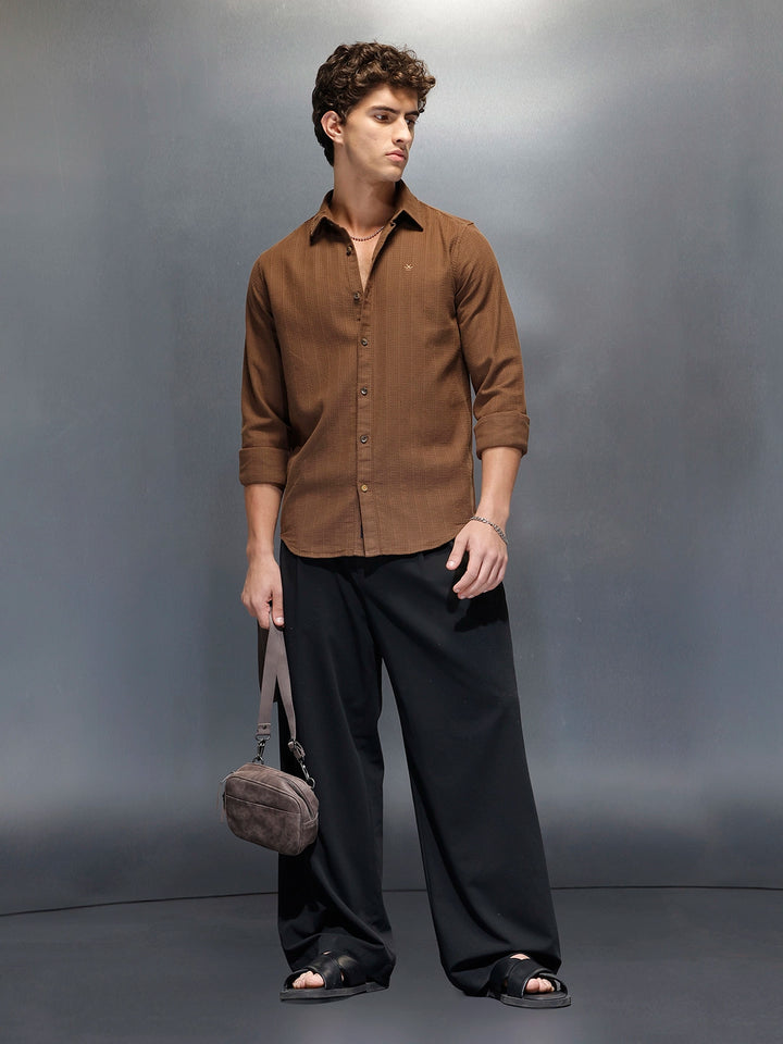 Men's Slim Fit Casual Shirt  |  Dark Brown