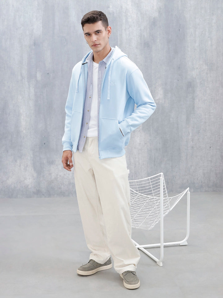 Men’s Solid Zip-Up Hoodie Sweatshirt | Blue