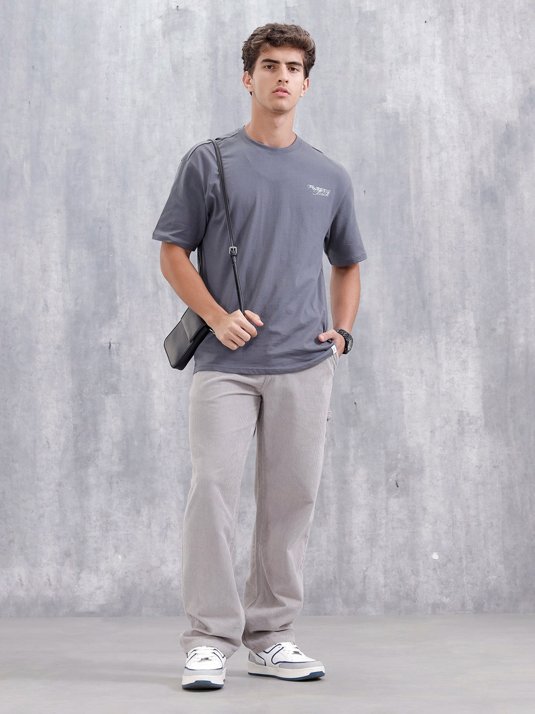Men Loose Fit Corduroy Trousers | Grey