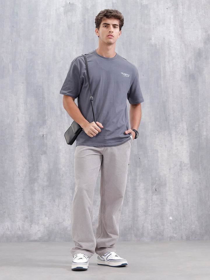 Men Loose Fit Corduroy Trousers | Grey