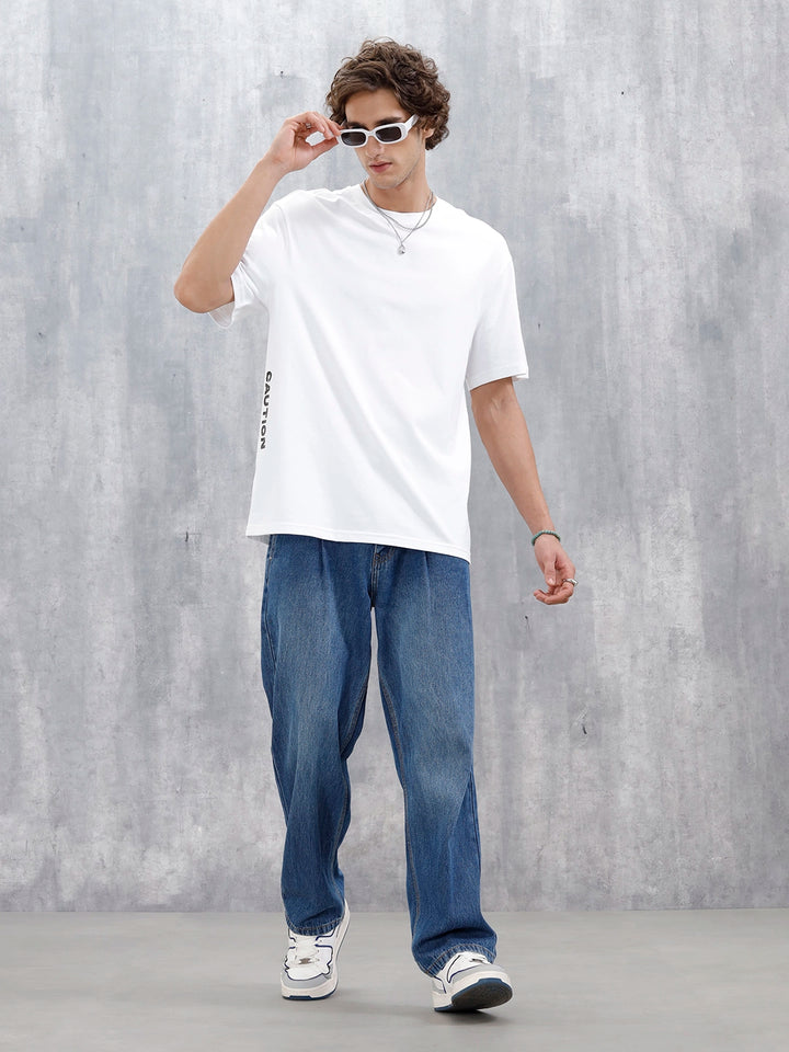 Men’s Oversized Graphic Printed Tee | White
