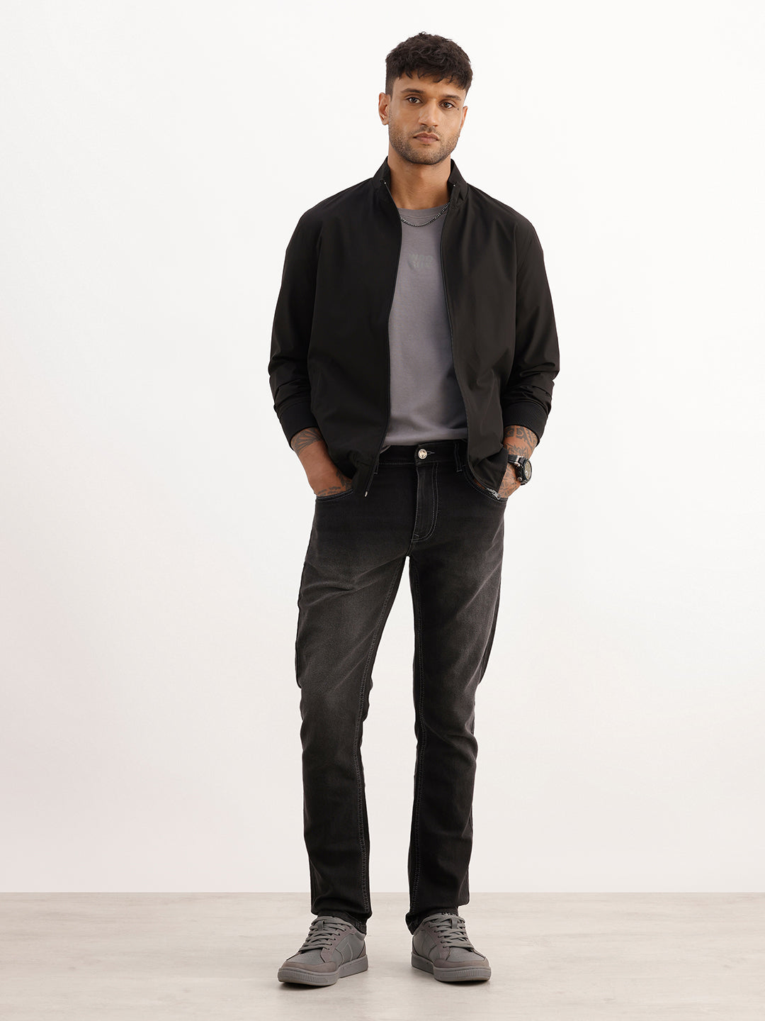 Washed Slim Fit Denim Jeans | Black