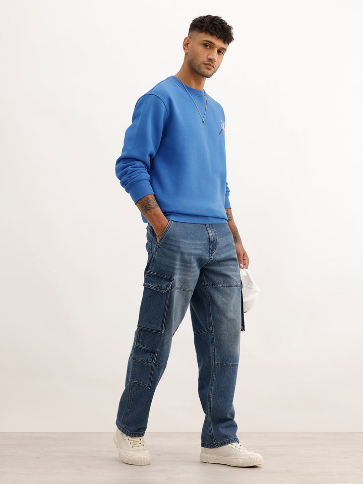Faded Loose Fit Denim Cargo | Blue