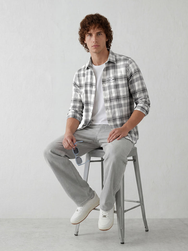 Men's casual checkered pattern shirt | Grey
