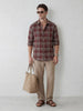 Slim Fit Checkered Shirt | Maroon