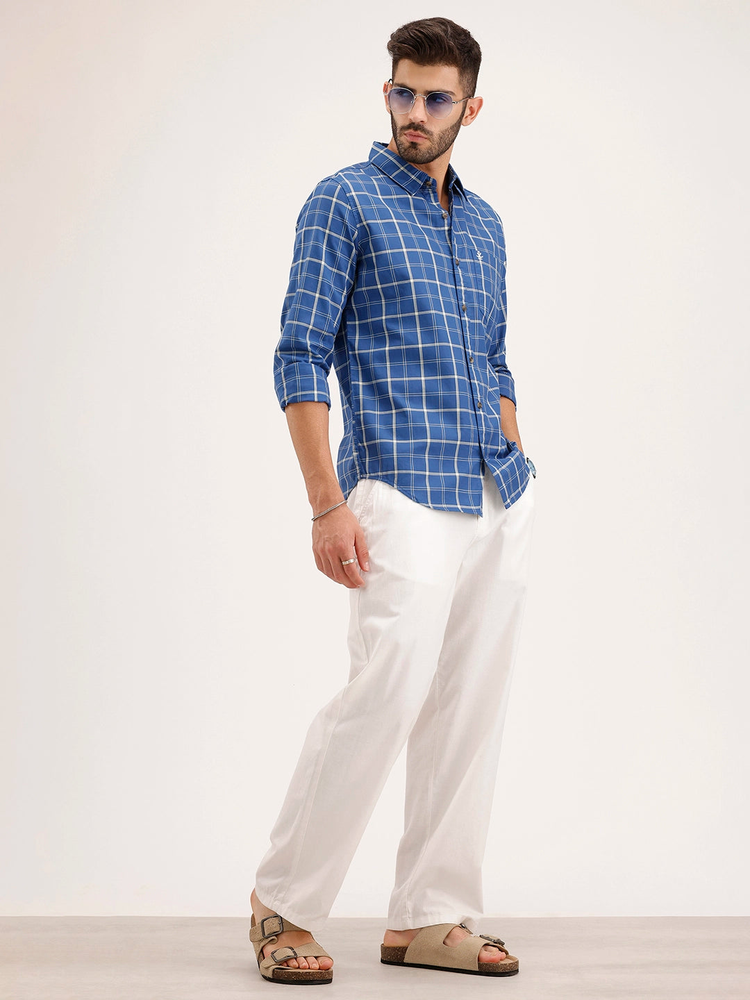 Regular Fit Checkered Shirt | Blue