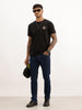 Slim Fit Embroidered Patch Detail T-Shirt | Black