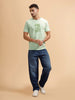 Sketched Logo Printed T-Shirt | Light Green