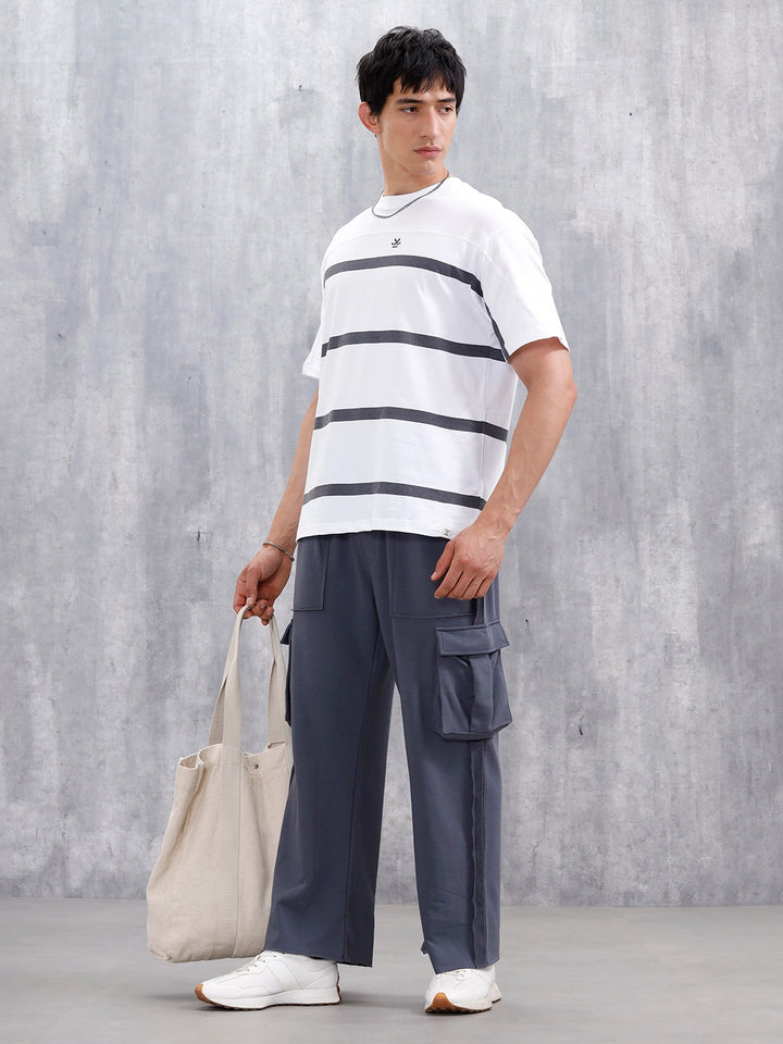 Men’s Casual Cut & Sew Striped Tee | White