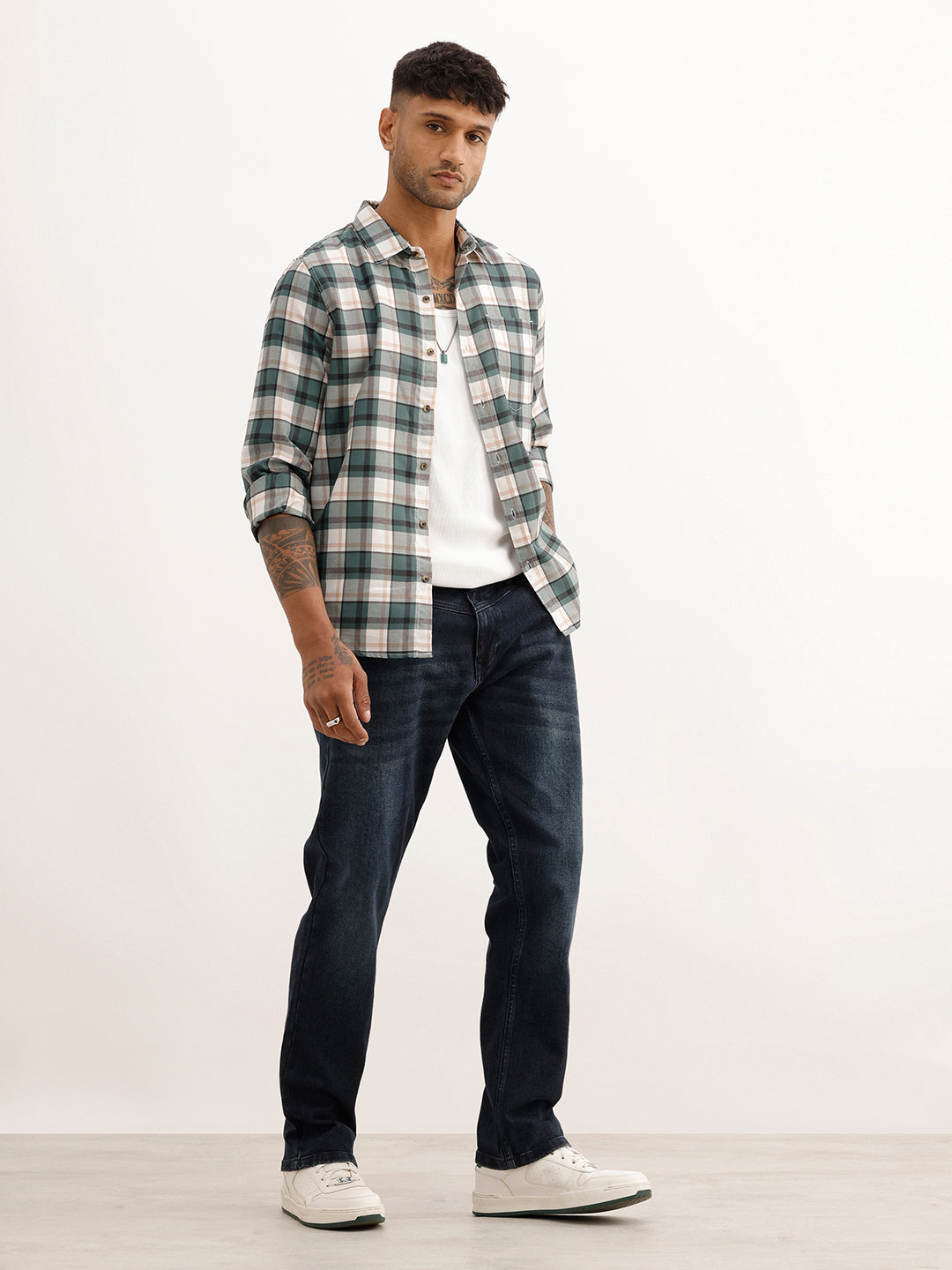 Regular Fit Checkered Shirt | Green