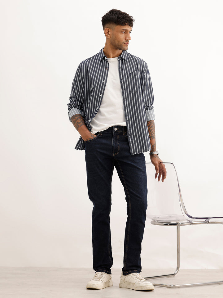 Solid Slim Fit Denim Jeans | Dark Blue