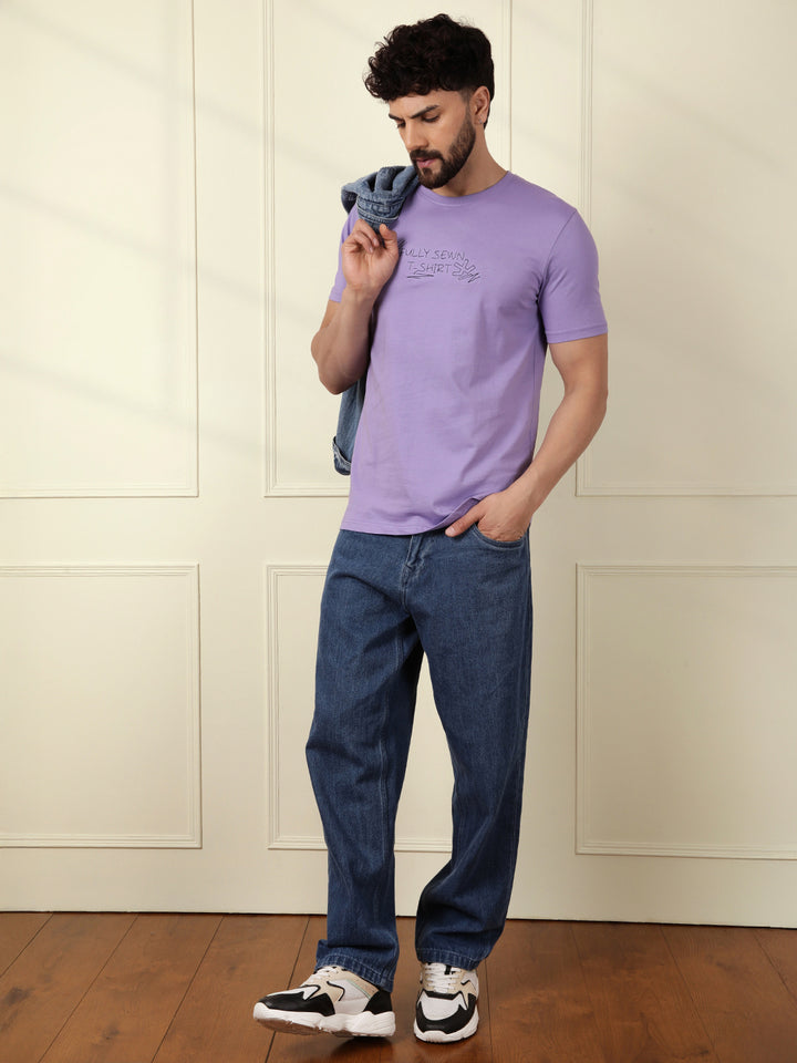 Embroidered Slim Fit T-Shirt | Lavender