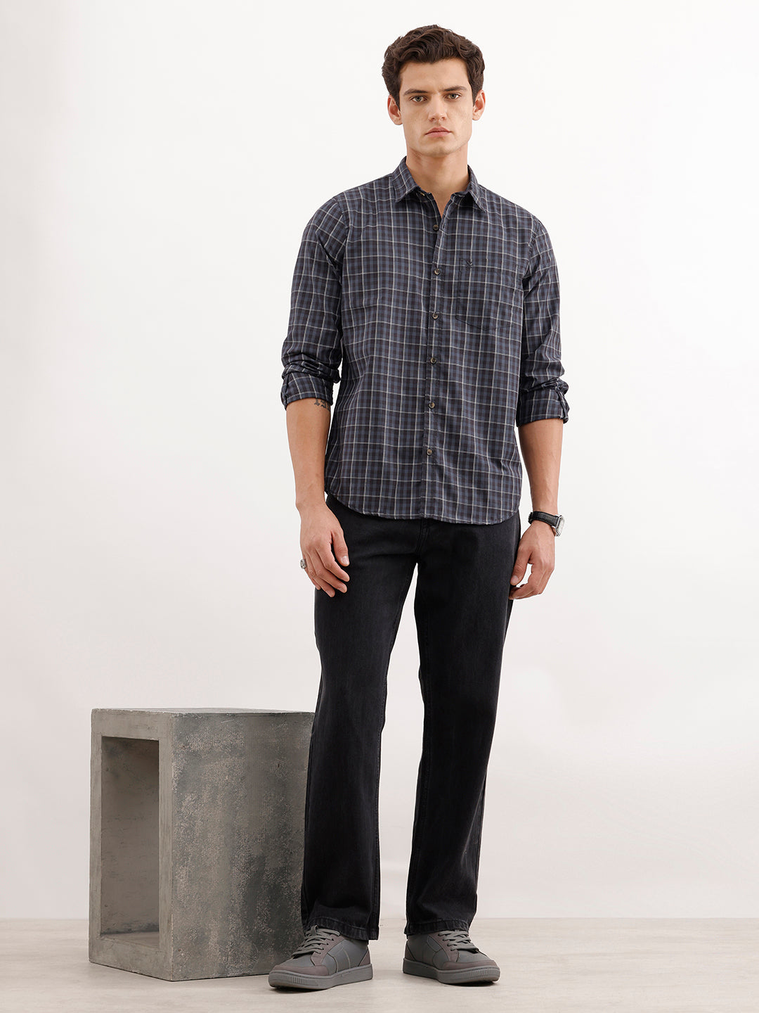Regular Fit Checkered Shirt  | Blue