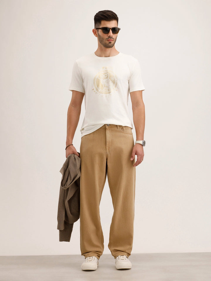 Slim Fit Placement Printed T-Shirt | Off White