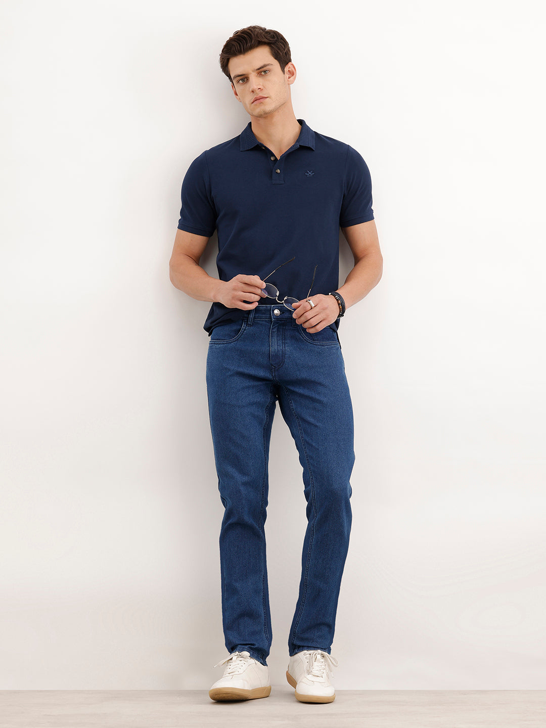 Slim Fit Solid Denim Jeans  | Blue