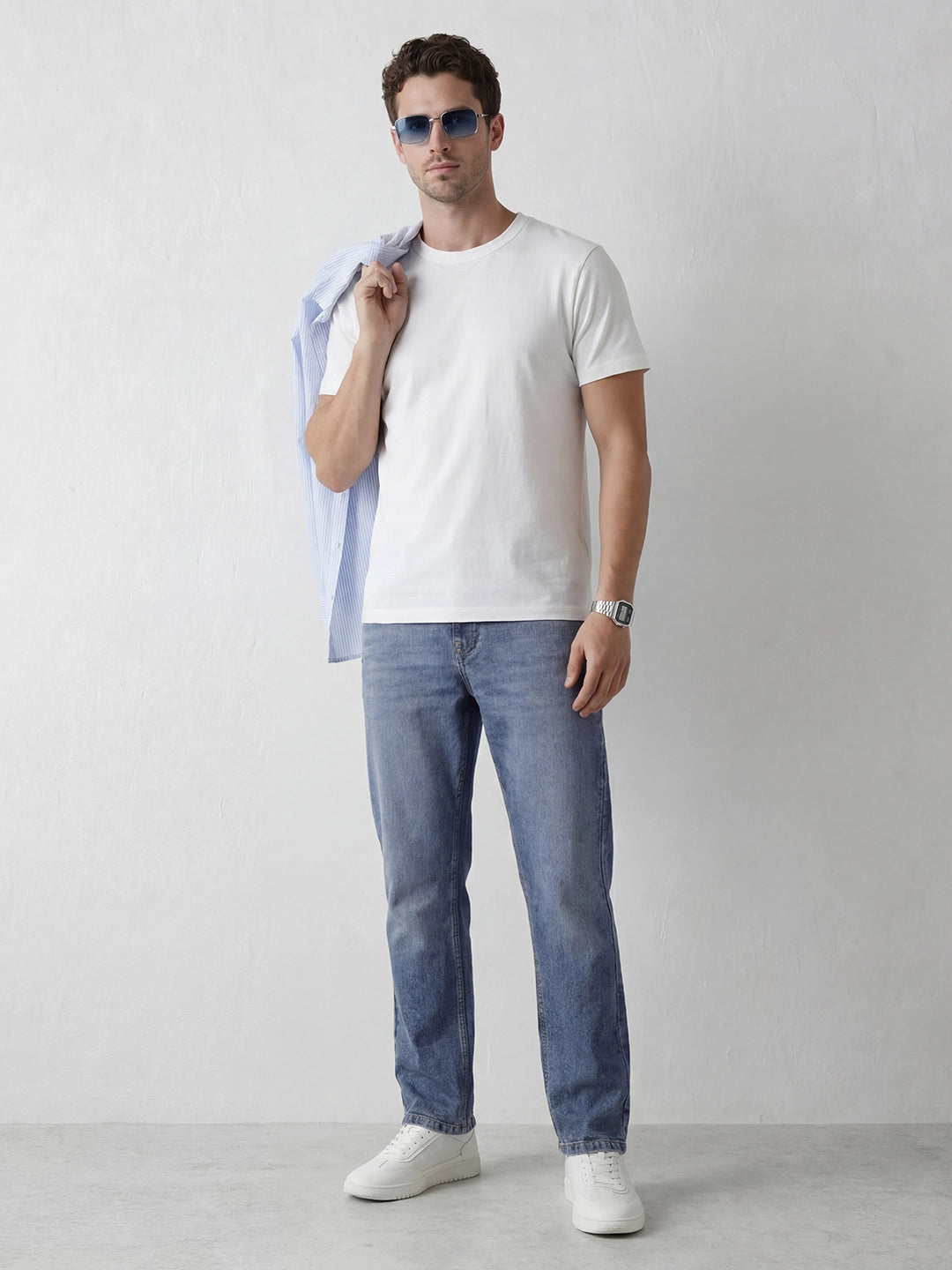 Anti Fit Printed Denim Jeans | Light Blue