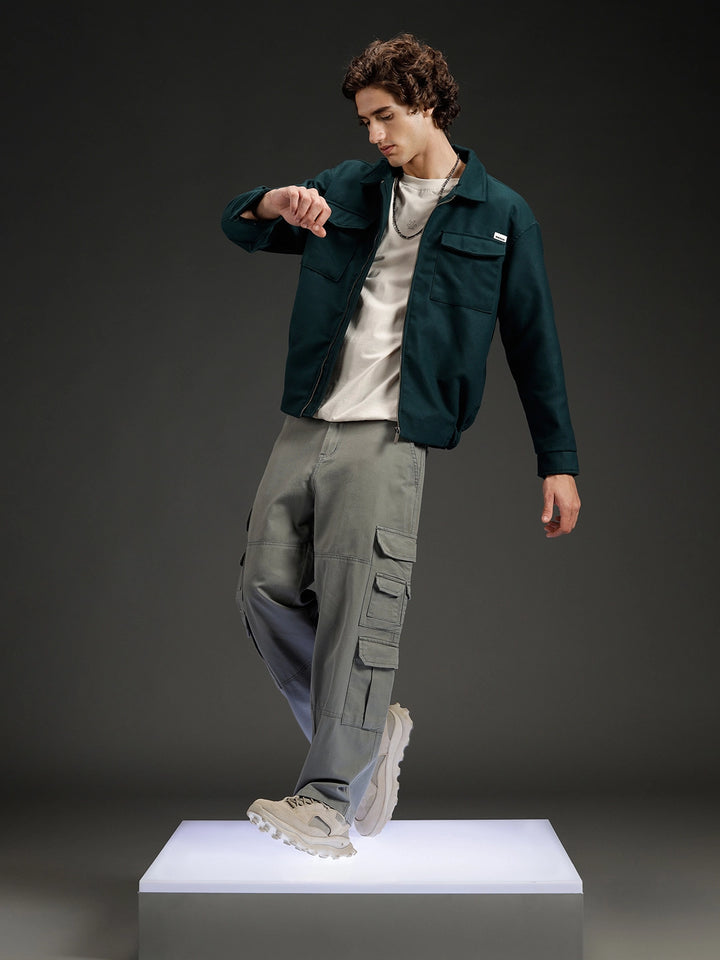 Men's casual loose fit cargo pocket trousers | Grey