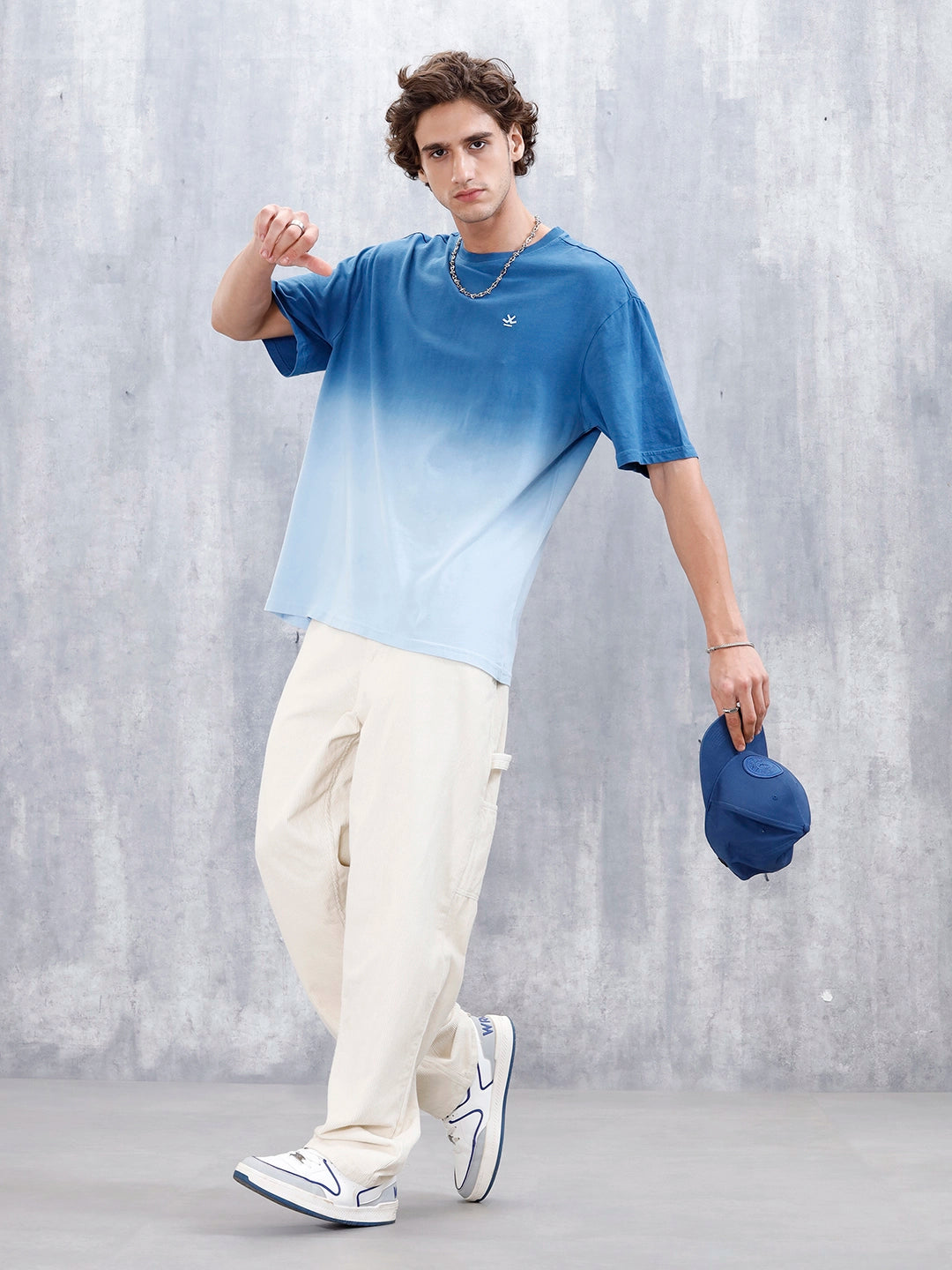 Ombre Dye Oversized Fit T-Shirt For Men | Blue