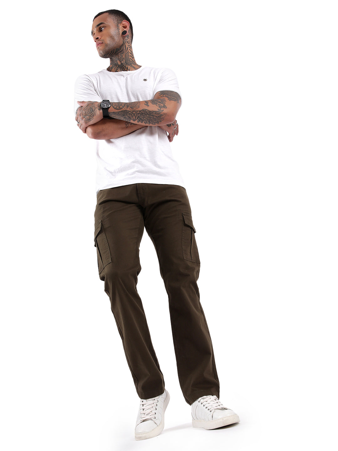 Olive Straight Fit Cargos