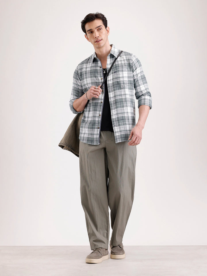 Classic Full Sleeve Checkered Shirt   |  Green