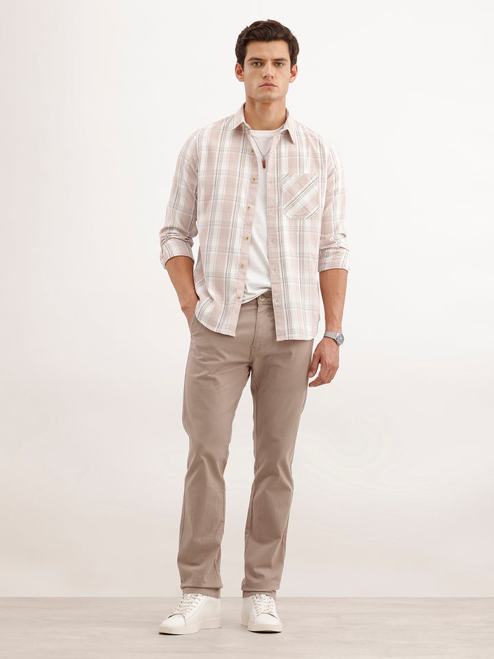 Slim Fit Checkered Shirt  | Pink