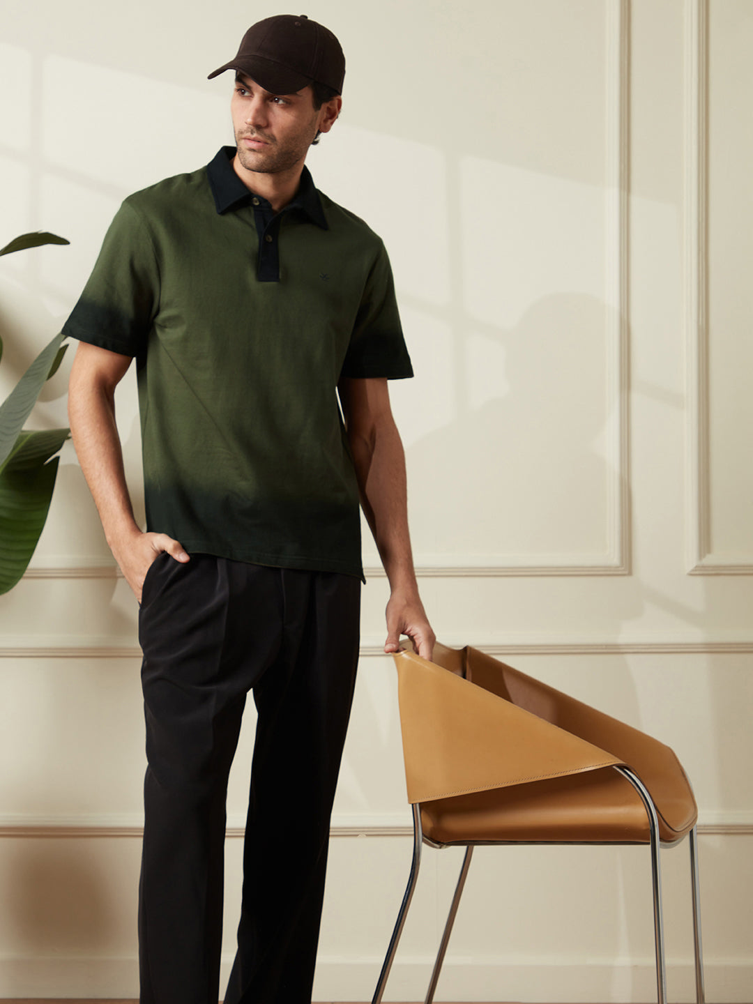 Olive Blend Washed Polo T-Shirt