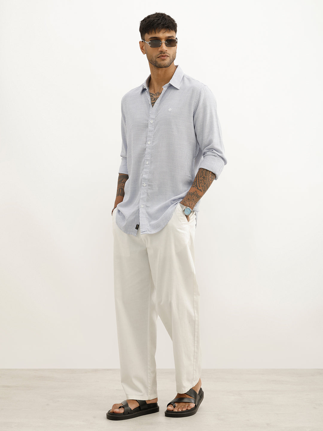 Classic Slim Fit Striped Shirt | Blue