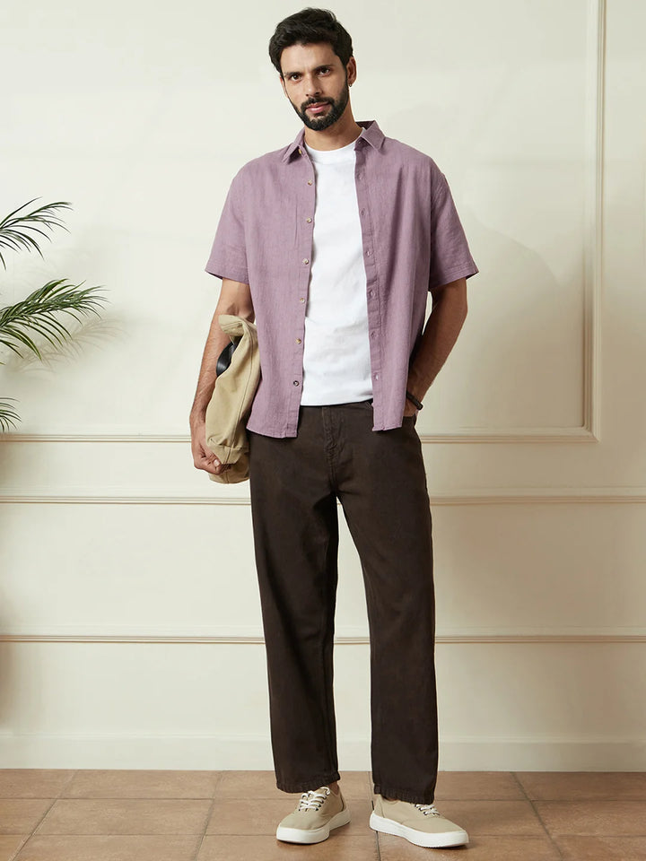 Textured Cotton Slim Fit Shirt | Pink