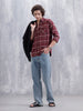 Men’s Double Pocket Checkered Pattern Shirt | Maroon