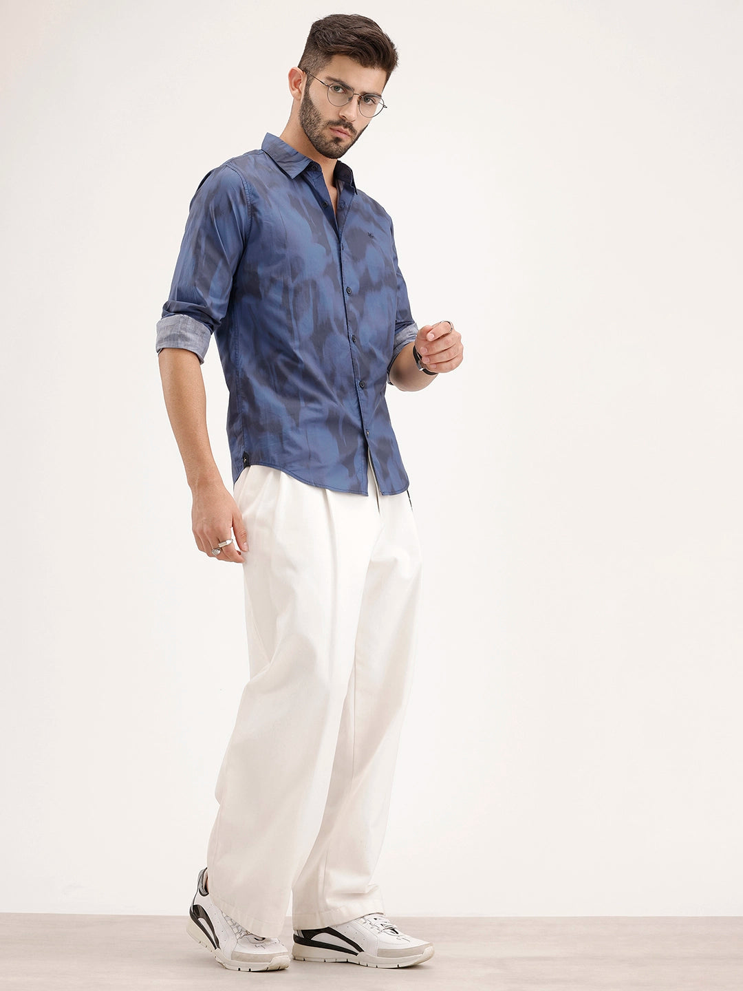 Regular Fit AOP Shirt | Navy Blue