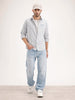 Comfort Fit Striped Patch Detailed Shirt | Grey