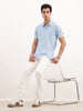 Slim Fit Contrast Collar Polo T-Shirt | Light Blue