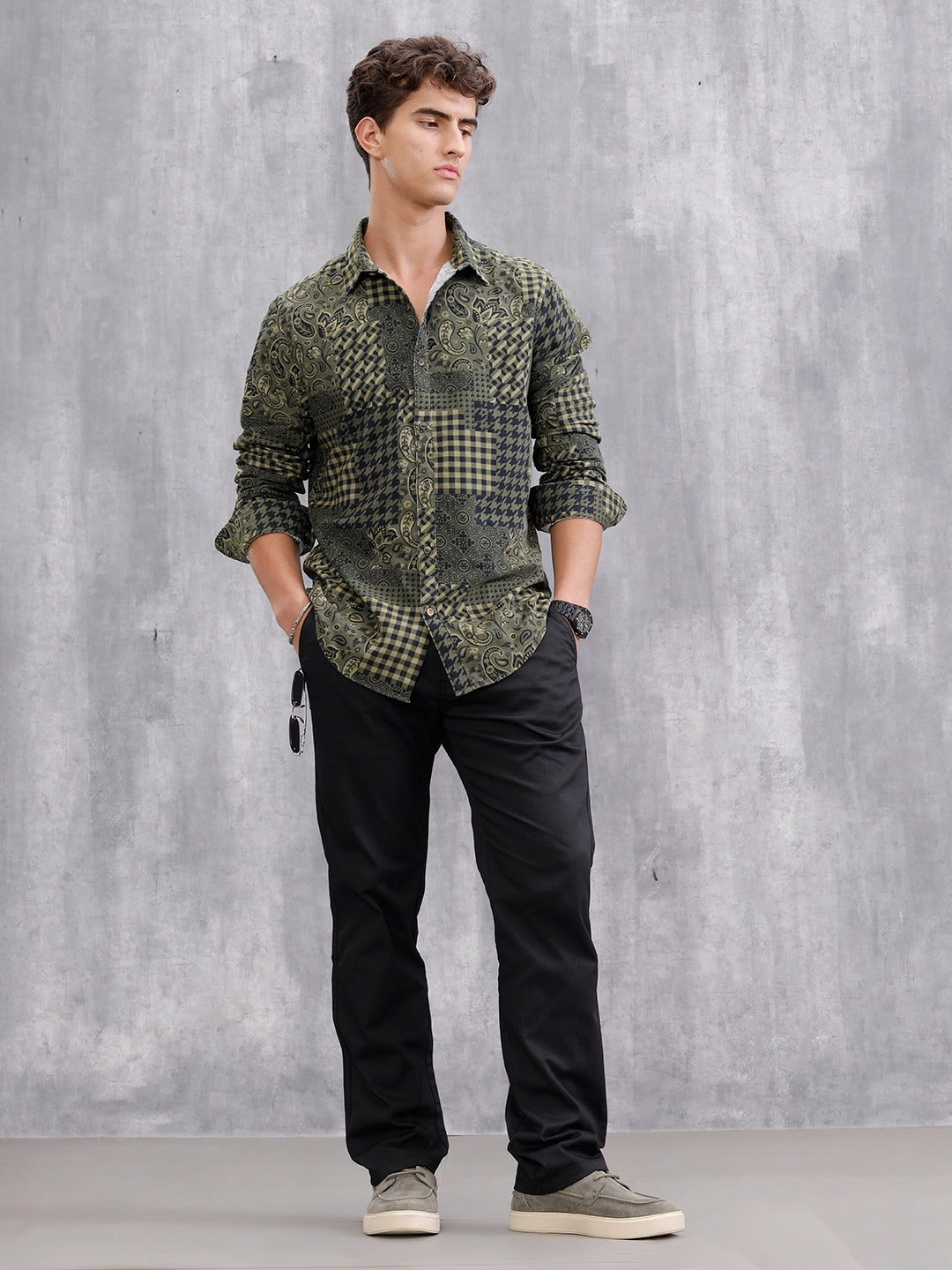 Straight Fit Aop Twill Stretch Woven Jogger | Black